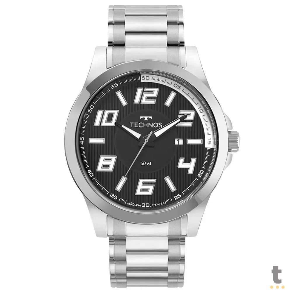 Relógio de Pulso Technos Racer em Aço Prata - 2115KNE/1B Truedata